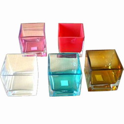 Square Clear Glass Vase in Various Colors