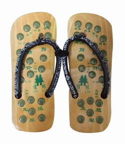 Wooden massage slippers