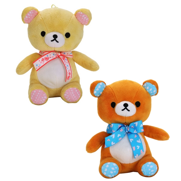 Teddy Bear With Colorful Neck Ribbon