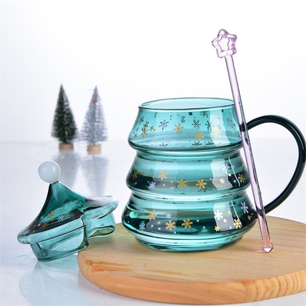 Christmas Tree Shaped Glass Coffee Mugs